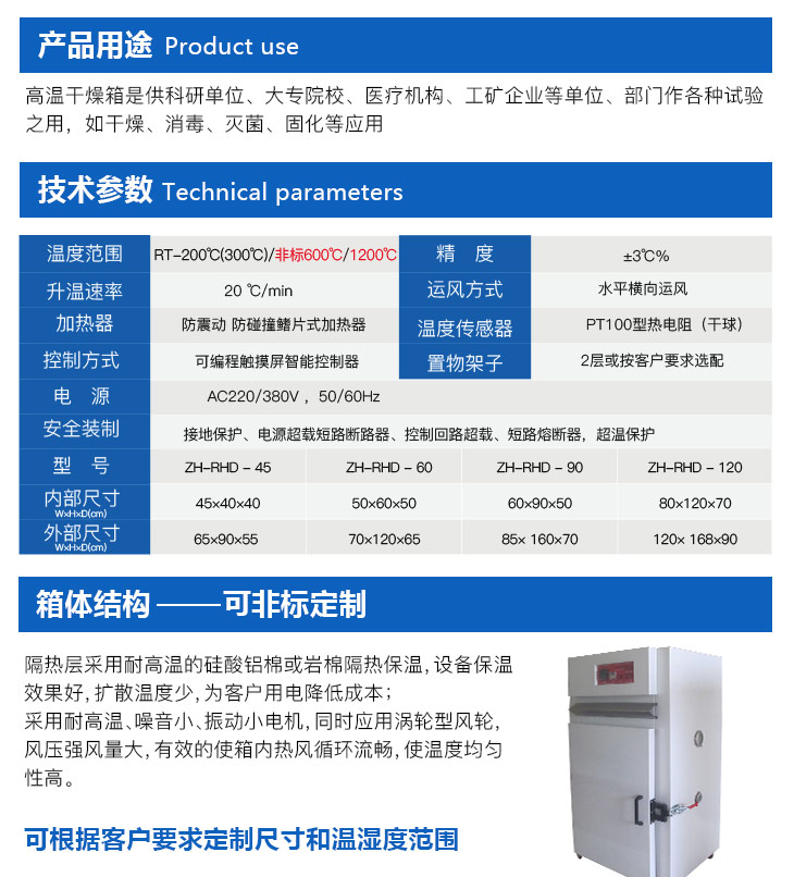 精密高温烤箱详细参数介绍